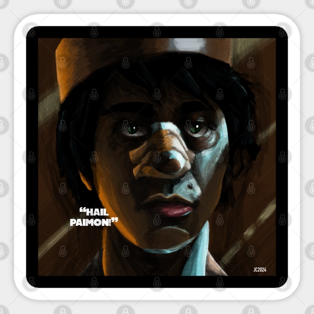Hereditary "Hail Paimon" portrait (digital) Sticker by StagArtStudios